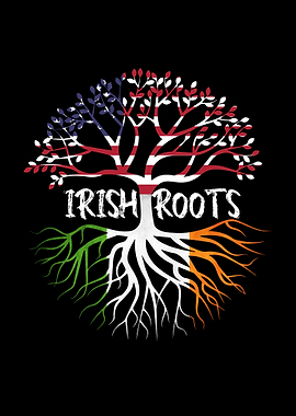 Irish Roots Tree with Flags