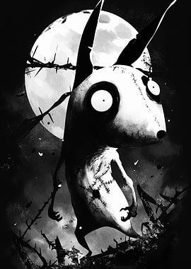 Creepy Rabbit Creature Under the Moon