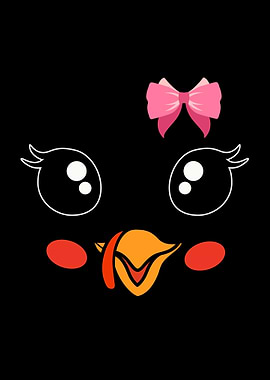 Cute Cartoon Turkey Face with Bow