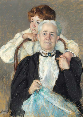 Portrait of Woman Knitting with Child,Mary Cassatt