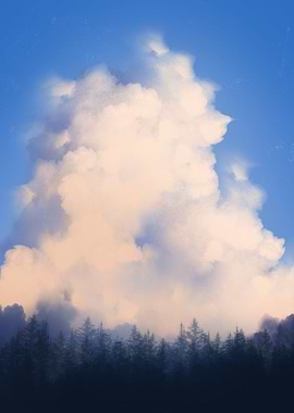 Cloudscape over Forest Digital Art