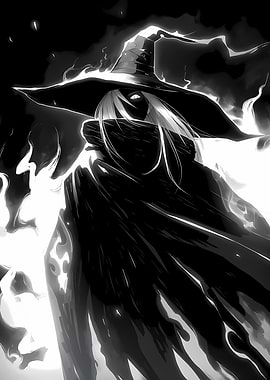 Monochrome Witch Anime Style Illustration