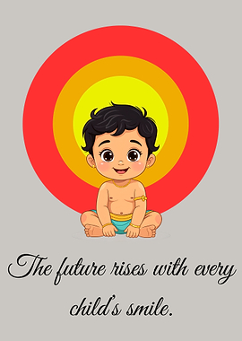 Smiling Baby with Concentric Circles Background