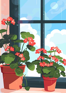 Potted Flowers by the Window