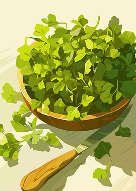 Fresh Green Salad in Wooden Bowl