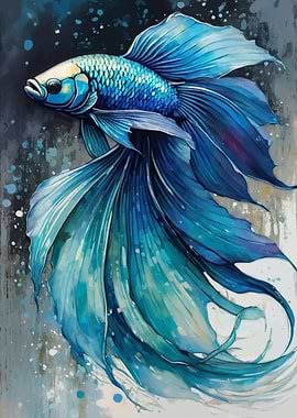Elegant Blue Betta Fish