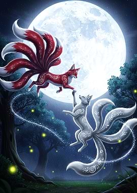 Nine-tailed foxes moonlight