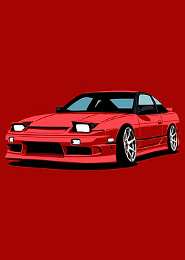 Red Nissan 240SX Illustration