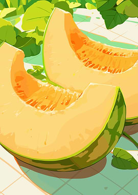 Cantaloupe Slices Still Life