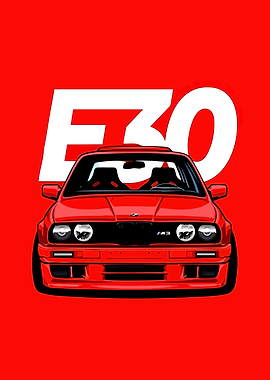 Red BMW E30 M3 Illustration