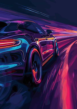 Speeding Car with Light Trails