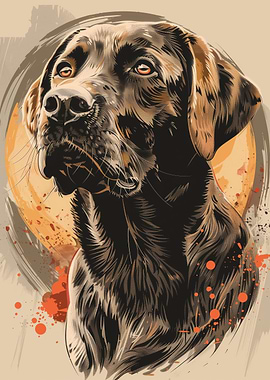 Expressive dog portrait with abstract background