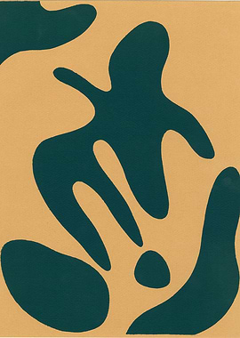 jean arp Abstract Shapes in Teal and Beige