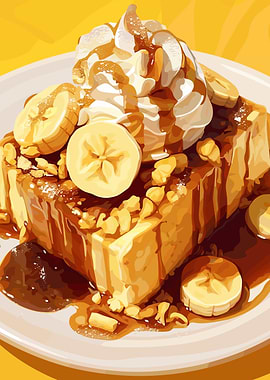 Banana Toast with Whipped Cream