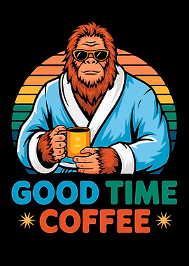Bigfoot Coffee Time Vintage Retro Style