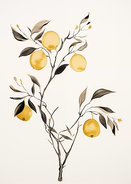 Lemon Tree Branch Art