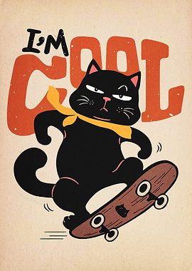 Cool Cat on Skateboard Illustration