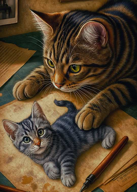 Funny Cats with Kitten Portrait