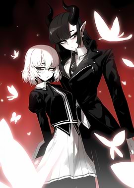 Anime-style Demon Girls with Butterflies
