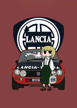 Lancia Rally Car with Anime Girl