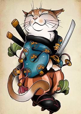 Samurai Cat Illustration