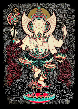 Ganesha Illustration with Intricate Details
