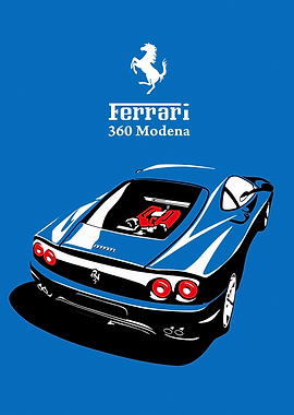 Ferrari 360 Modena Blue Illustration
