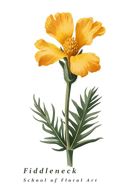 Fiddleneck Flower Illustration