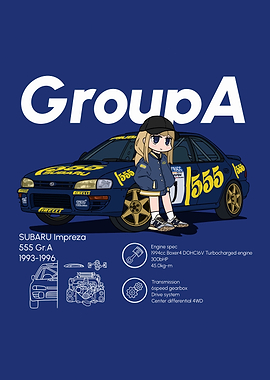Subaru Impreza 555 Group A Illustration