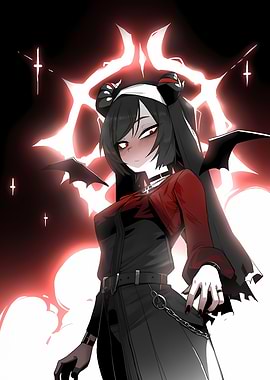 Anime Devil Girl with Red Eyes