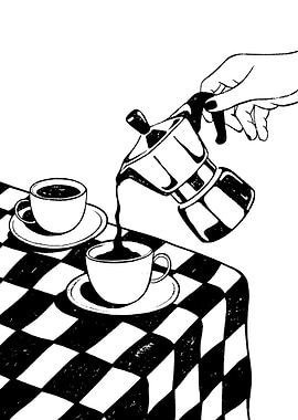 Coffee Pouring from Moka Pot Illustration