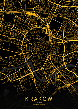 Golden Kraków City Map