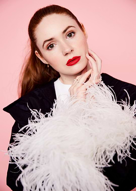 Karen Gillan Portrait with Feathered Jacket