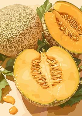 Cantaloupe Melon Still Life