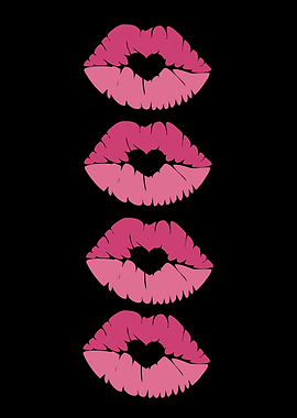Pink Lips Pattern on Black