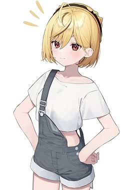 Anime Girl in Overalls Illustration