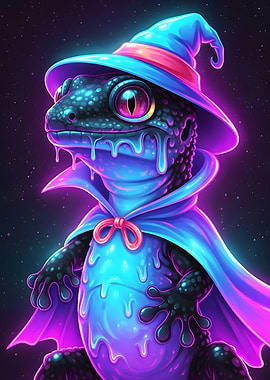 Wizard Lizard with Magic Hat and Cape