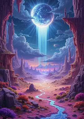 Fantasy Landscape with Celestial Body