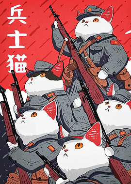 Cat Soldiers Propaganda Poster