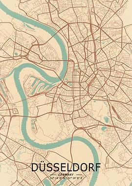 Düsseldorf Vintage Map