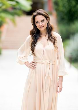 Katie Holmes in a peach dress