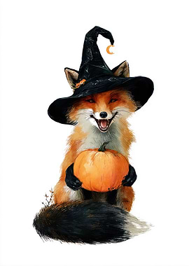 Fox Witch with Pumpkin