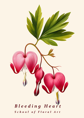 Bleeding Heart Floral Art Illustration
