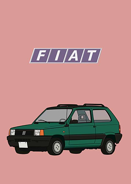 Green Fiat Panda Illustration