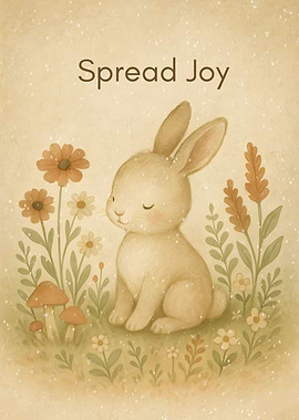 Cute Bunny with Flowers: Spread Joy