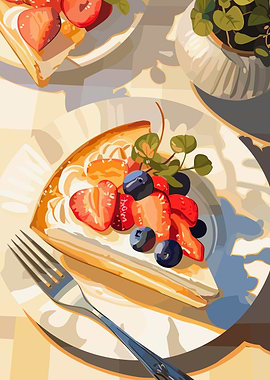 Delicious Fruit Tart Slice Illustration