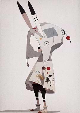 Stylized Character with Rabbit-like Features