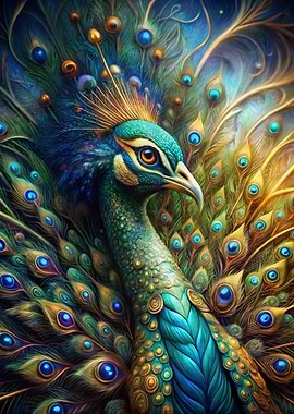 Majestic Peacock Portrait with Vibrant Feathers