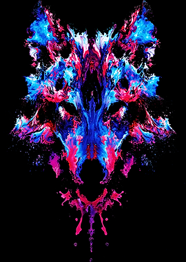 Abstract Wolf Head Ink Splatter