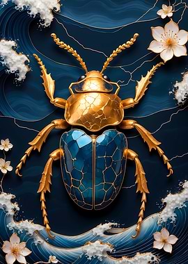 Golden Beetle Kintsugi Art